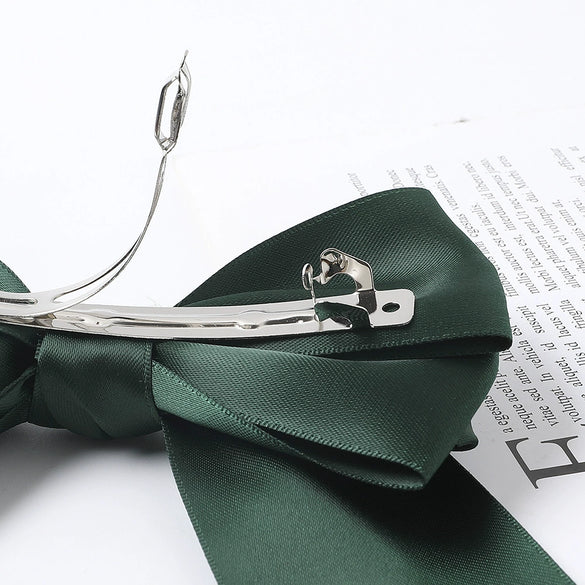 Women's Handmade Three Layer Satin Fabric Double Sided Band Spring Clip Hairpin