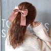 Women's Handmade Three Layer Satin Fabric Double Sided Band Spring Clip Hairpin