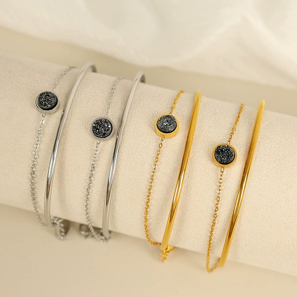 Women's Handmade 316L Stainless Steel Electroplated Light Luxury Allmatch Fashion Simple Bracelet