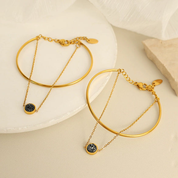 Women's Handmade 316L Stainless Steel Electroplated Light Luxury Allmatch Fashion Simple Bracelet