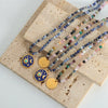 Women's Handmade 316L Stainless Steel Pendant Jewelry With Blue Starry Sky Glaze And Natural Stone Geometric Pattern Electroplated