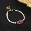 Women's Handmade Tourmaline Strawberry Crystal Pixiu Freshwater Pearl Bracelet Fashion With Animal Zodiac Style