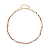 Women's Handmade Tourmaline Tiger Eye Stone Stainless Steel Geometric Beaded Necklace With Copper Pendant And Ball Bead Chain