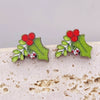 Women's Handmade Wooden Christmas Earrings With Elk Christmas Tree Snowman Santa Claus Cartoon Characters Ushaped Geometric Animal Zodiac Patterns