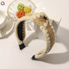 Women's Handmade Wool And Hemp Knitted Wide Edge Cross Knot Headband Woven Hair Accessory