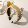 Women's Handmade Wool And Hemp Knitted Wide Edge Cross Knot Headband Woven Hair Accessory