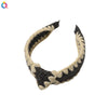 Women's Handmade Wool And Hemp Knitted Wide Edge Cross Knot Headband Woven Hair Accessory
