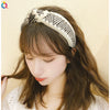 Women's Handmade Wool And Hemp Knitted Wide Edge Cross Knot Headband Woven Hair Accessory