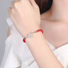 Women's Handmade Woven Red Rope Bracelet With 925 Silver Zodiac Mouse Charm Electroplated Animal Pendant Jewelry