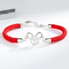 Women's Handmade Woven Red Rope Bracelet With 925 Silver Zodiac Mouse Charm Electroplated Animal Pendant Jewelry