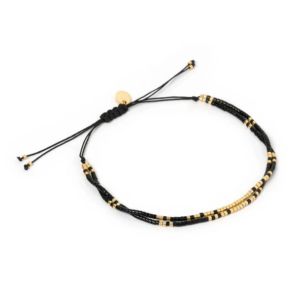 Women's Handwoven Glass And Glaze Beaded Multilayer Stacked Bracelet With Geometric Pattern