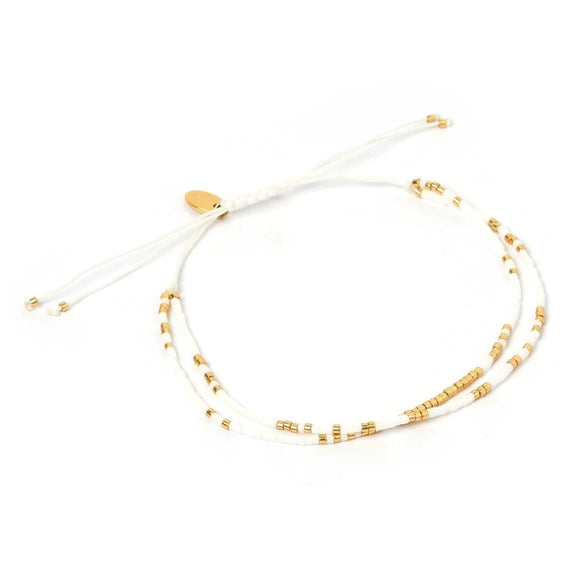 Women's Handwoven Glass And Glaze Beaded Multilayer Stacked Bracelet With Geometric Pattern