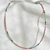 Women's Handwoven Glass And Glaze Geometry Pattern Organic Glass Pendant Necklace