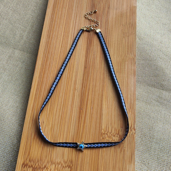 Women's Handwoven Metal And Organic Glass Geometric Ball Chain Evil Eye Necklace