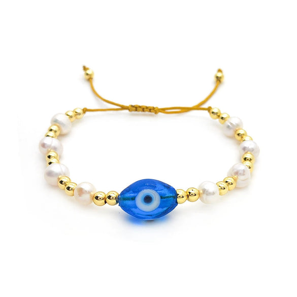 Women's Handwoven Natural Freshwater Pearl Geometric Beaded Bracelet