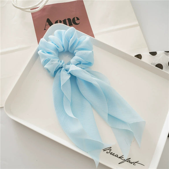 Women's Headwear Fabric Hair Ring Chiffon Thin Bow Ribbon Tassel Handmade