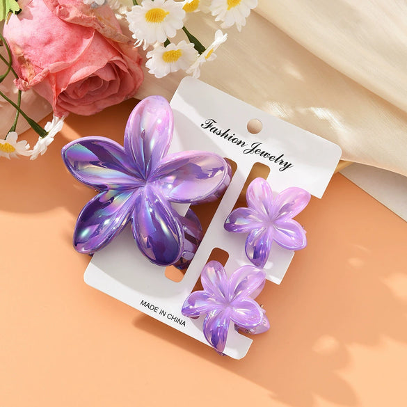 Women's Headwear Flower Clip Threepiece Set Egg Flower Shark Clip Paint Style