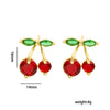 Women's Heart Cherry Necklace Set In Titanium Steel With Electroplating And Mixed Gemstone Setting