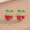 Women's Heart Cherry Necklace Set In Titanium Steel With Electroplating And Mixed Gemstone Setting