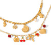 Women's Heart Fruit Animal Zodiac Stainless Steel Diy Pendant Bracelet With Electroplating And Conch Turtle Figaro Chain