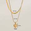 Women's Heart Shape Doublelayer Stacked Titanium Steel Necklace With 18K Gold Electroplating Design