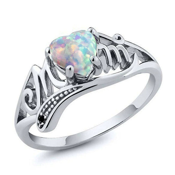 Women's Heart Shaped Alloy Ring With Diamond Inlay Sweet Cool Geometric Style Fashion Jewelry Gift