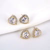 Women's Heart Shaped Copper Earrings With Micro Inlaid Zircon Elegant Sweet Cool Fashion Jewelry