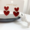 Women's Heart Shaped Earrings With S Silver Needle Electroplated Metal Oil Drop Finish Elegant Two Way Wear Ear Jewelry