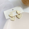 Women's Heart Shaped Earrings With S Silver Needle Electroplated Metal Oil Drop Finish Elegant Two Way Wear Ear Jewelry
