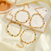 Women’s Heart Shaped Geometric Stainless Steel Bracelet With Shell Detail Zircon Inlay And 18K Gold Vacuum Plating