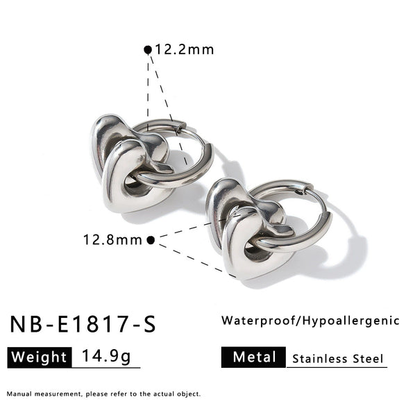 Women's Heart Shaped Geometric Stainless Steel Earrings With 18K Gold Vacuum Plating Simple Light Luxury Style