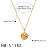 Women's Heart Shaped Geometric Stainless Steel Necklace With Gold Tone Vacuum Plating And Imitation Pearl Rhinestone Pendant
