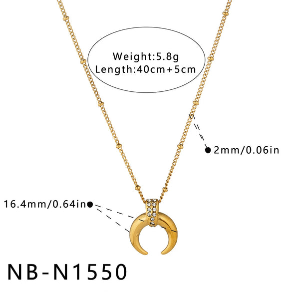 Women's Heart Shaped Geometric Stainless Steel Necklace With Gold Tone Vacuum Plating And Imitation Pearl Rhinestone Pendant