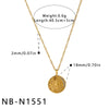 Women's Heart Shaped Geometric Stainless Steel Necklace With Gold Tone Vacuum Plating And Imitation Pearl Rhinestone Pendant