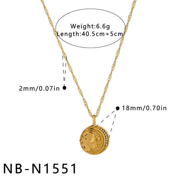 Women's Heart Shaped Geometric Stainless Steel Necklace With Gold Tone Vacuum Plating And Imitation Pearl Rhinestone Pendant