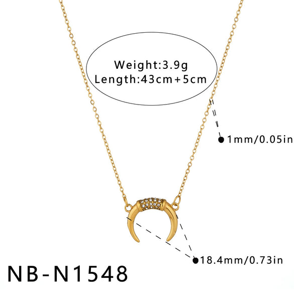 Women's Heart Shaped Geometric Stainless Steel Necklace With Gold Tone Vacuum Plating And Imitation Pearl Rhinestone Pendant