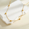 Women's Heart Shaped Geometric Stainless Steel Necklace With Rhinestone Accent And 18K Vacuum Plated Regular Chain
