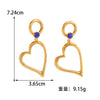 Women's Heart Shaped Hollow Geometric Alloy Stud Earrings With Electroplated Finish And Stainless Steel Posts