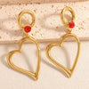 Women's Heart Shaped Hollow Geometric Alloy Stud Earrings With Electroplated Finish And Stainless Steel Posts