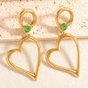 Women's Heart Shaped Hollow Geometric Alloy Stud Earrings With Electroplated Finish And Stainless Steel Posts