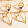 Women's Heart Shaped Hollow Geometric Alloy Stud Earrings With Electroplated Finish And Stainless Steel Posts