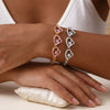 Women’s Heart Shaped Hollow Out Stainless Steel Bracelet With Zircon Rhinestones 18K Vacuum Plated Non Fading Jewelry