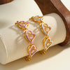 Women’s Heart Shaped Hollow Out Stainless Steel Bracelet With Zircon Rhinestones 18K Vacuum Plated Non Fading Jewelry