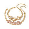 Women’s Heart Shaped Hollow Out Stainless Steel Bracelet With Zircon Rhinestones 18K Vacuum Plated Non Fading Jewelry