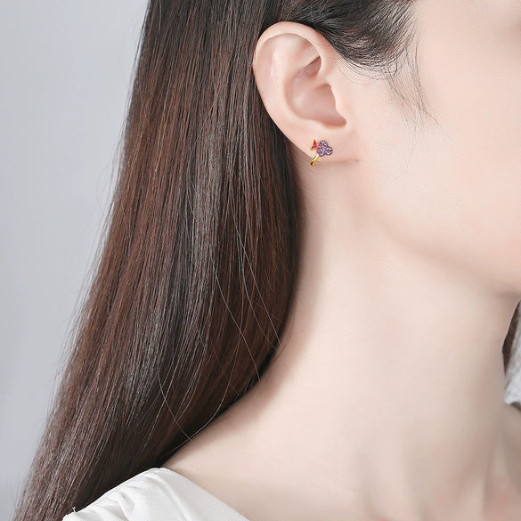Women's Heart Shaped Long Tassel Earrings With Zircon Inlay And Electroplated Copper Fashion Jewelry