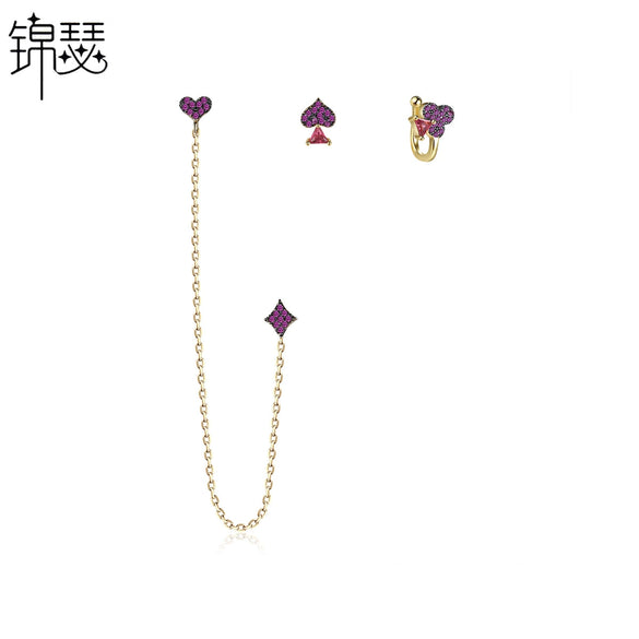 Women's Heart Shaped Long Tassel Earrings With Zircon Inlay And Electroplated Copper Fashion Jewelry