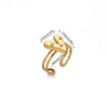 Women's Heart Shaped Pearl Stainless Steel Open Ring With Gold Plated Finish Adjustable Minimalist Retro Jewelry