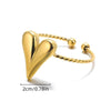 Women's Heart Shaped Pearl Stainless Steel Open Ring With Gold Plated Finish Adjustable Minimalist Retro Jewelry