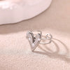 Women's Heart Shaped Pearl Stainless Steel Open Ring With Gold Plated Finish Adjustable Minimalist Retro Jewelry