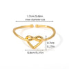 Women's Heart Shaped Pearl Stainless Steel Open Ring With Gold Plated Finish Adjustable Minimalist Retro Jewelry